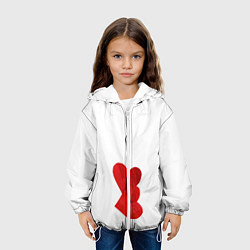 Куртка с капюшоном детская Сердца валентинки, цвет: 3D-белый — фото 2