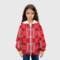 Куртка с капюшоном детская Красный с белым клетчатый узор, цвет: 3D-белый — фото 2