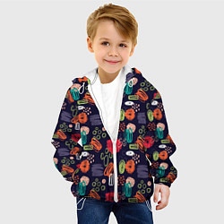 Куртка с капюшоном детская Разноцветные завитки, цвет: 3D-белый — фото 2