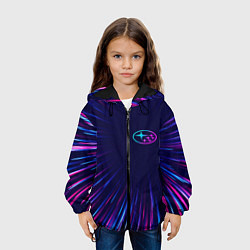 Куртка с капюшоном детская Subaru neon speed lines, цвет: 3D-черный — фото 2
