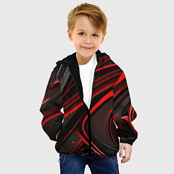 Куртка с капюшоном детская Black and red abstract, цвет: 3D-черный — фото 2