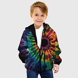 Куртка с капюшоном детская Радужный тай дай на темном фоне: арт нейросети, цвет: 3D-черный — фото 2