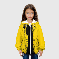 Куртка с капюшоном детская Вертикальная черно-желтая полоса Cyberpunk 2077, цвет: 3D-белый — фото 2
