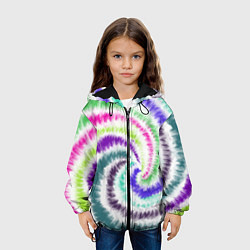 Куртка с капюшоном детская Тай-дай разноцветный, цвет: 3D-черный — фото 2