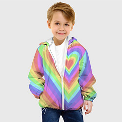 Куртка с капюшоном детская Сердце - пастельные цвета, цвет: 3D-белый — фото 2