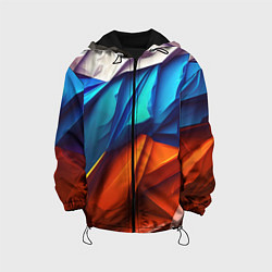 Куртка с капюшоном детская Российский флаг на скале, цвет: 3D-черный