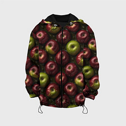 Куртка с капюшоном детская Сочная текстура из яблок, цвет: 3D-черный