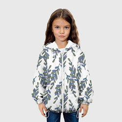 Куртка с капюшоном детская Акварельные веточки на белом - паттерн, цвет: 3D-белый — фото 2