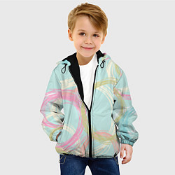 Куртка с капюшоном детская Текстура из светлых колец, цвет: 3D-черный — фото 2
