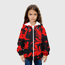 Куртка с капюшоном детская Красно-черный узор, цвет: 3D-белый — фото 2