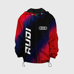 Куртка с капюшоном детская Audi красный карбон, цвет: 3D-черный