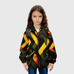 Куртка с капюшоном детская Оранжевые полосы, цвет: 3D-черный — фото 2