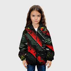Куртка с капюшоном детская Черные плашки на красном фоне, цвет: 3D-черный — фото 2