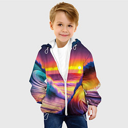Куртка с капюшоном детская Волны на закате, цвет: 3D-белый — фото 2