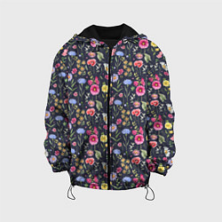 Куртка с капюшоном детская Цветочная феерия, цвет: 3D-черный