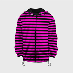 Куртка с капюшоном детская Черно-розовые Эмо полосы, цвет: 3D-черный