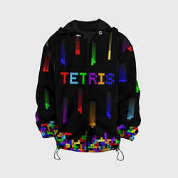 Куртка с капюшоном детская Falling blocks tetris, цвет: 3D-черный