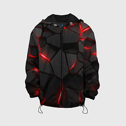 Куртка с капюшоном детская Плиты с красной подсветкой, цвет: 3D-черный