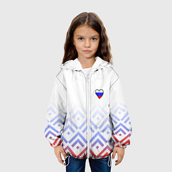 Куртка с капюшоном детская Сердечко россии - треугольники, цвет: 3D-белый — фото 2