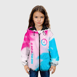 Куртка с капюшоном детская Mercedes neon gradient style: надпись, символ, цвет: 3D-черный — фото 2