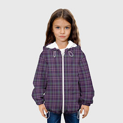 Куртка с капюшоном детская Джентльмены Шотландка темно-фиолетовая, цвет: 3D-белый — фото 2