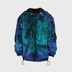 Куртка с капюшоном детская Абстракция: неоновые огни подводного мира, цвет: 3D-черный