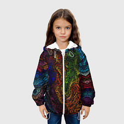 Куртка с капюшоном детская Разноцветные английские буквы, цвет: 3D-белый — фото 2