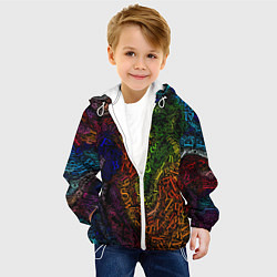 Куртка с капюшоном детская Разноцветные английские буквы, цвет: 3D-белый — фото 2