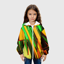 Куртка с капюшоном детская Зелёные и оранжевые пластины, цвет: 3D-белый — фото 2