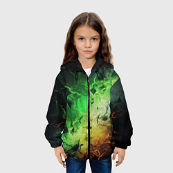 Куртка с капюшоном детская Зеленый взрыв, цвет: 3D-черный — фото 2