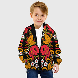 Куртка с капюшоном детская Хохлома узор, цвет: 3D-черный — фото 2