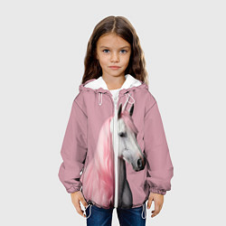 Куртка с капюшоном детская Единорог розовая грива, цвет: 3D-белый — фото 2