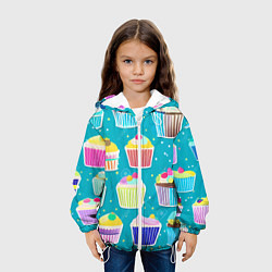 Куртка с капюшоном детская Торты и кексы, цвет: 3D-белый — фото 2