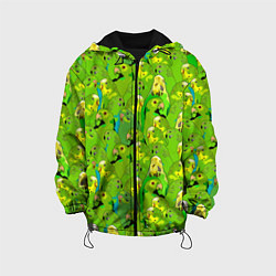 Детская куртка Зеленые волнистые попугайчики