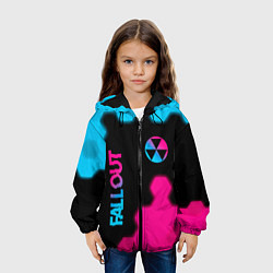 Куртка с капюшоном детская Fallout - neon gradient: надпись, символ, цвет: 3D-черный — фото 2