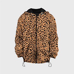 Куртка с капюшоном детская Оранжевое леопардовое поле, цвет: 3D-черный