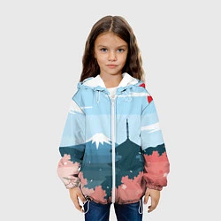 Куртка с капюшоном детская Вид на Фудзияму - Япония, цвет: 3D-белый — фото 2