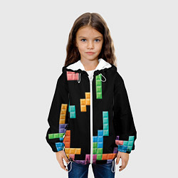Куртка с капюшоном детская Тетрис падающие блоки, цвет: 3D-белый — фото 2