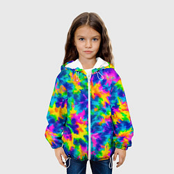 Куртка с капюшоном детская Тай-дай цветные краски, цвет: 3D-белый — фото 2