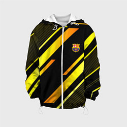 Куртка с капюшоном детская ФК Барселона эмблема, цвет: 3D-белый
