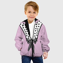 Куртка с капюшоном детская Костюм Барби: черный горох с полосатым бантом, цвет: 3D-черный — фото 2