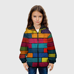 Куртка с капюшоном детская Цветные кирпичики, цвет: 3D-черный — фото 2