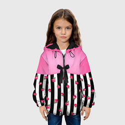 Куртка с капюшоном детская Костюм Барби: полоска с розами, цвет: 3D-черный — фото 2