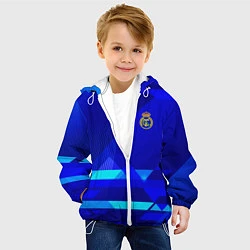 Куртка с капюшоном детская Реал Мадрид фк эмблема, цвет: 3D-белый — фото 2