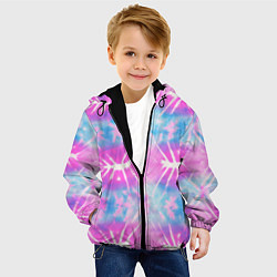 Куртка с капюшоном детская Голубо-розовый узор тай-дай, цвет: 3D-черный — фото 2