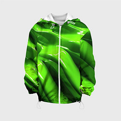 Куртка с капюшоном детская Текстура зеленая слизь, цвет: 3D-белый