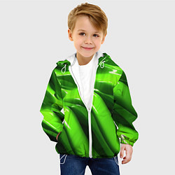 Куртка с капюшоном детская Текстура зеленая слизь, цвет: 3D-белый — фото 2