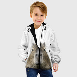 Куртка с капюшоном детская Капибара пофигист, цвет: 3D-черный — фото 2