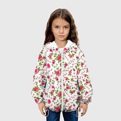 Куртка с капюшоном детская Розовые цветы на белом фоне, цвет: 3D-белый — фото 2