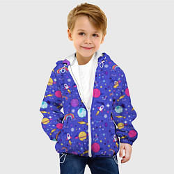 Куртка с капюшоном детская Планеты и кометы, цвет: 3D-белый — фото 2